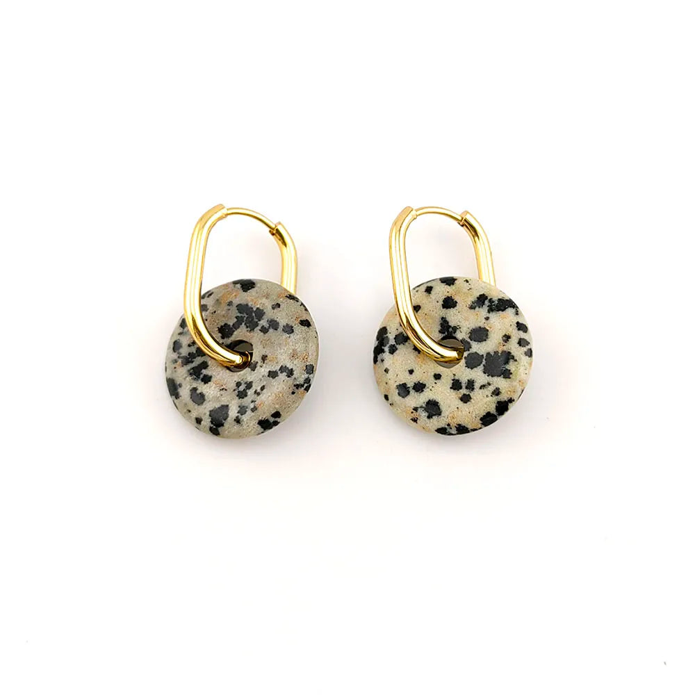 Aros Argolla con Piedra Natural de Acero Inoxidable