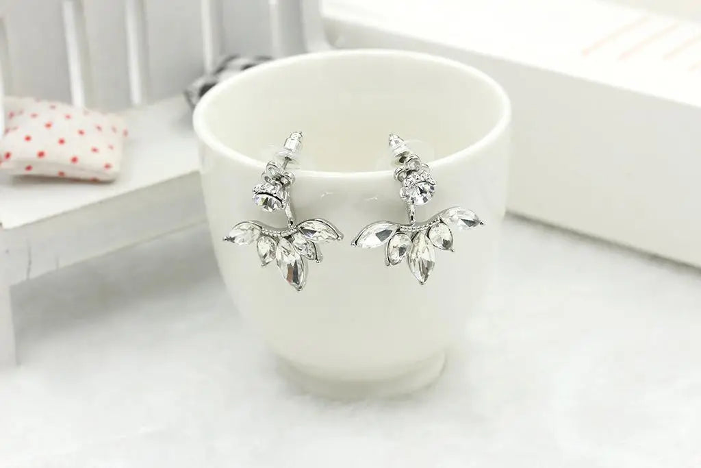 Aros Stud Flor con Cristales Doble Cara