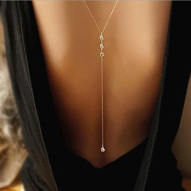 Cadena Body Chain Larga con Strass para Espalda