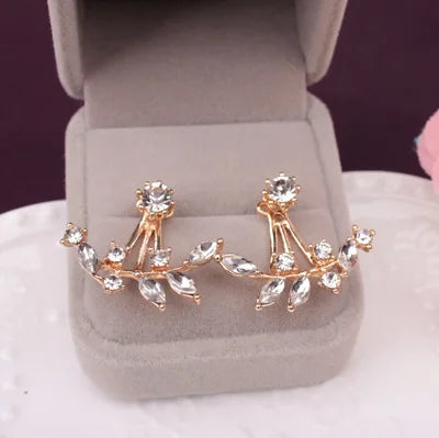 Aros Stud Flor con Cristales Doble Cara