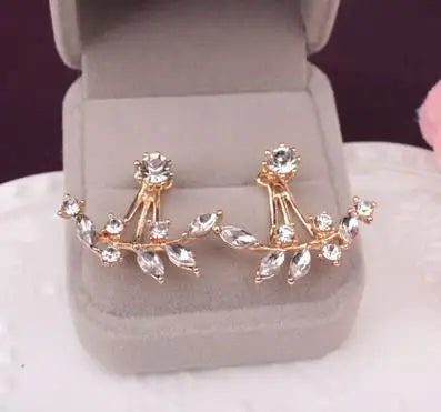 Aros Stud Flor con Cristales Doble Cara