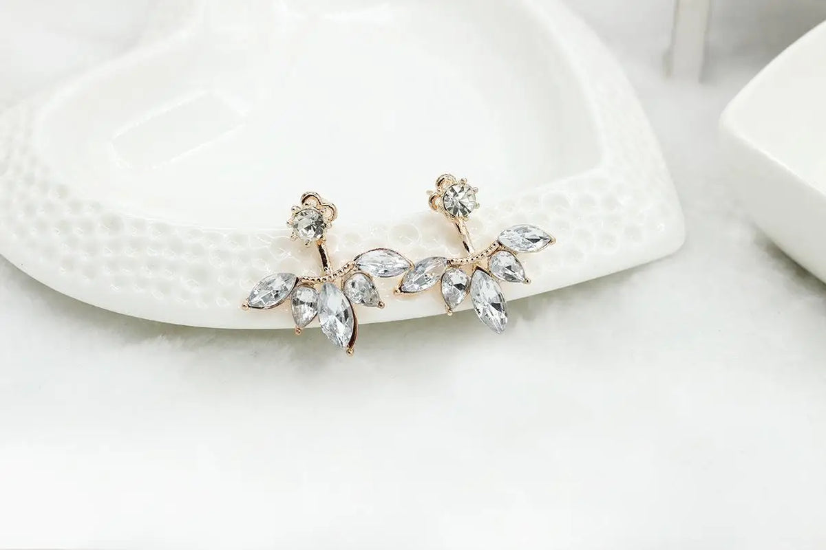 Aros Stud Flor con Cristales Doble Cara