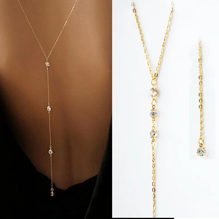 Cadena Body Chain Larga con Strass para Espalda