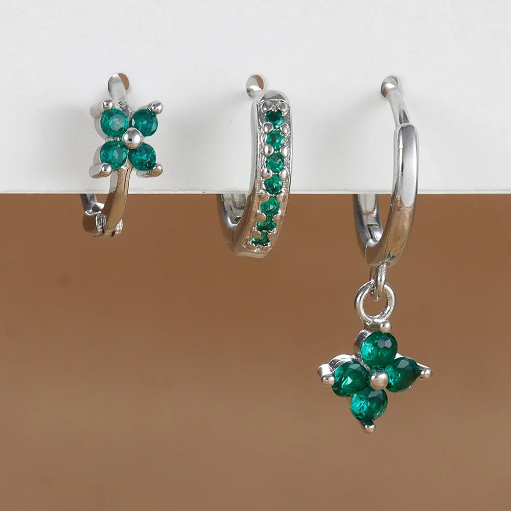 Set 3 Pares de Aros Colgantes con Zirconia
