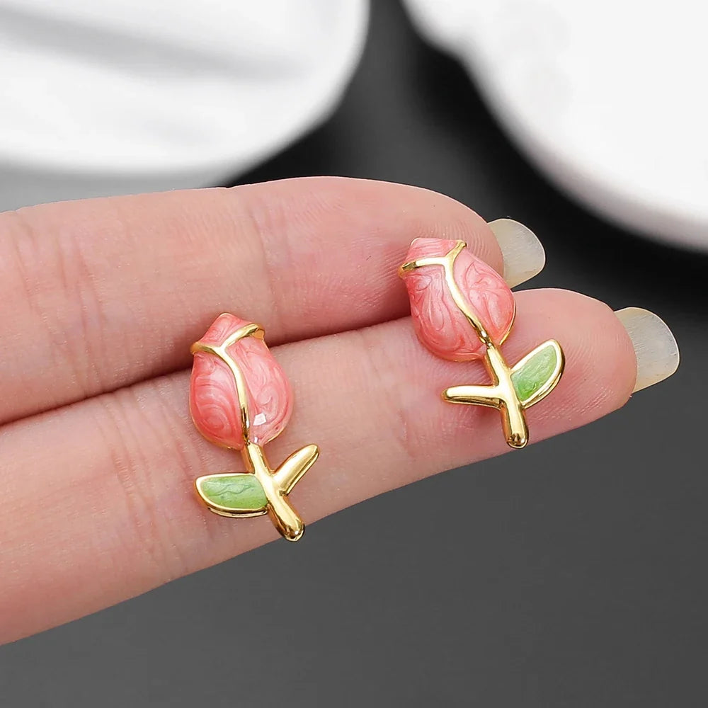 Aros con Forma de Rosa de Acero Inoxidable