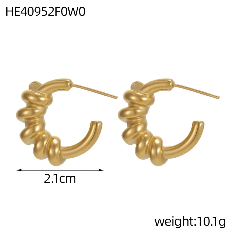 Aros Tipo C Trenzados Acero Titanio 18K