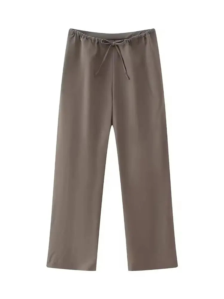 Conjunto Satinado Top Halter Asimétrico y Pantalón Wide Leg