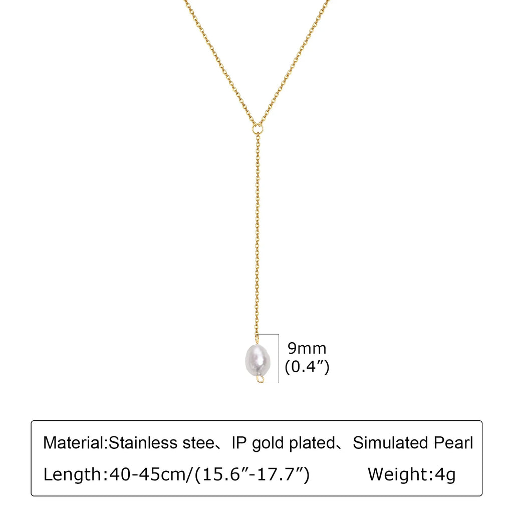Collar Lariat Doble Capa con Baño Dorado