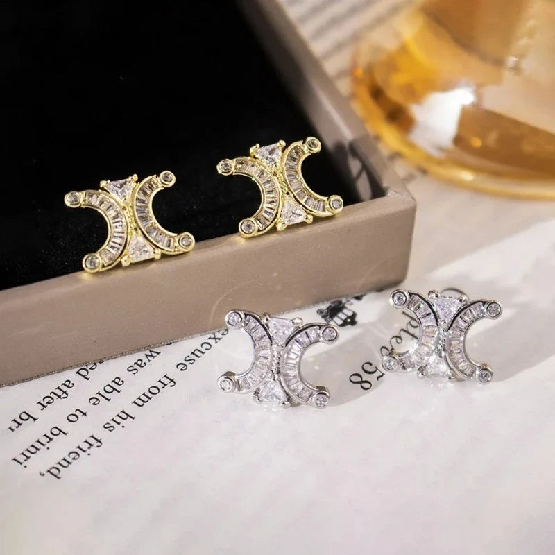 Aros Stud Baño 14K con Zirconia