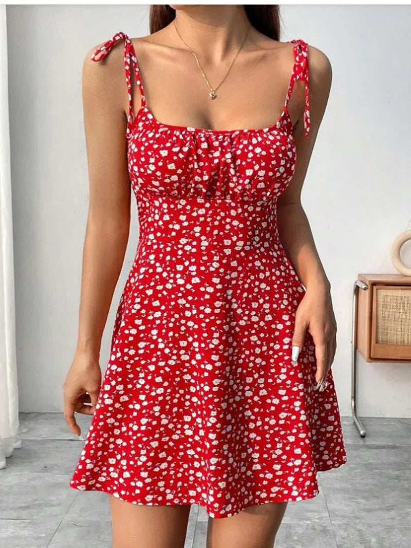 Mini Vestido Floral con Tiritas Finas