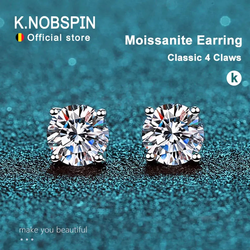 Aros Stud de Plata 925 con Moissanita 2.0ct