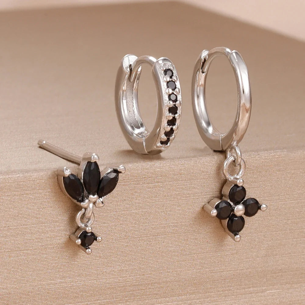 Set 3 Pares de Aros Colgantes con Zirconia