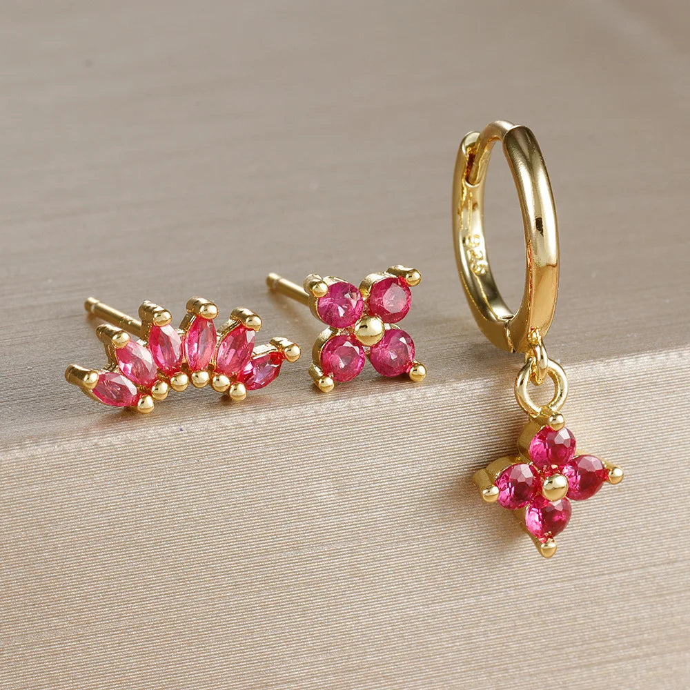 Set 3 Pares de Aros Colgantes con Zirconia