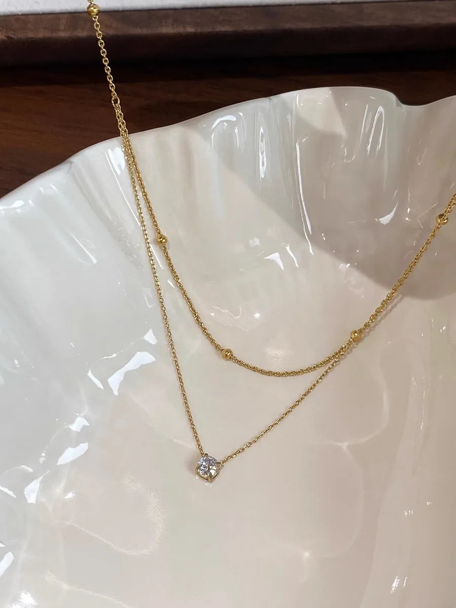 Choker Doble Capa con Zirconia de Acero Inoxidable