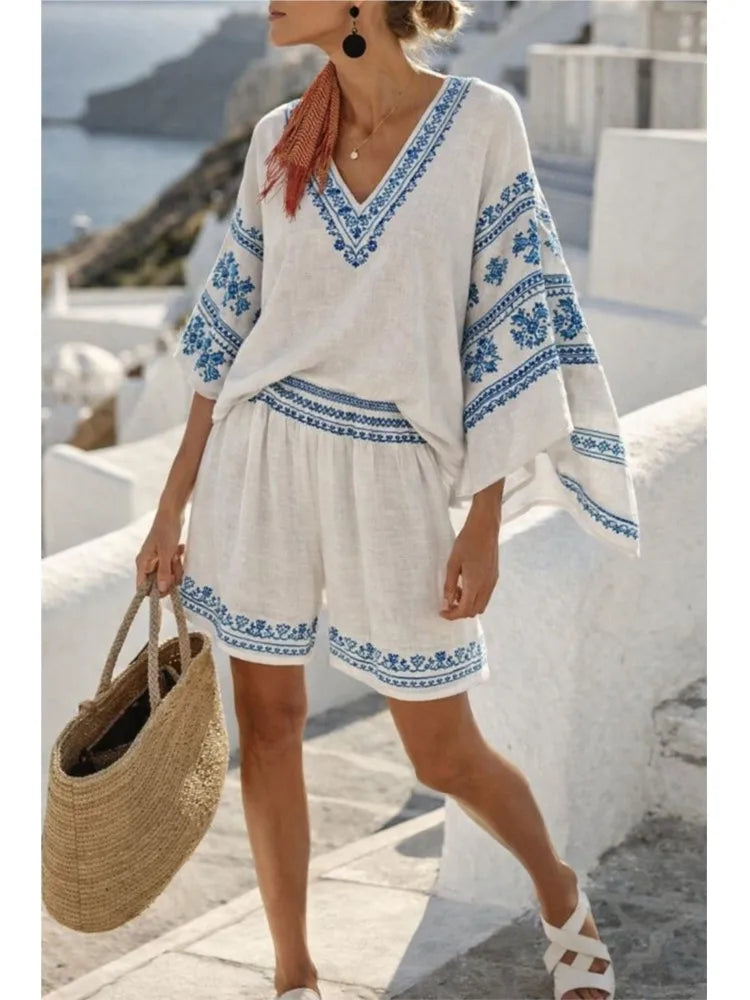 Conjunto Top Manga Murciélago Estampado y Short