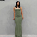 Vestido Largo Satinado Slip Espalda Descubierta