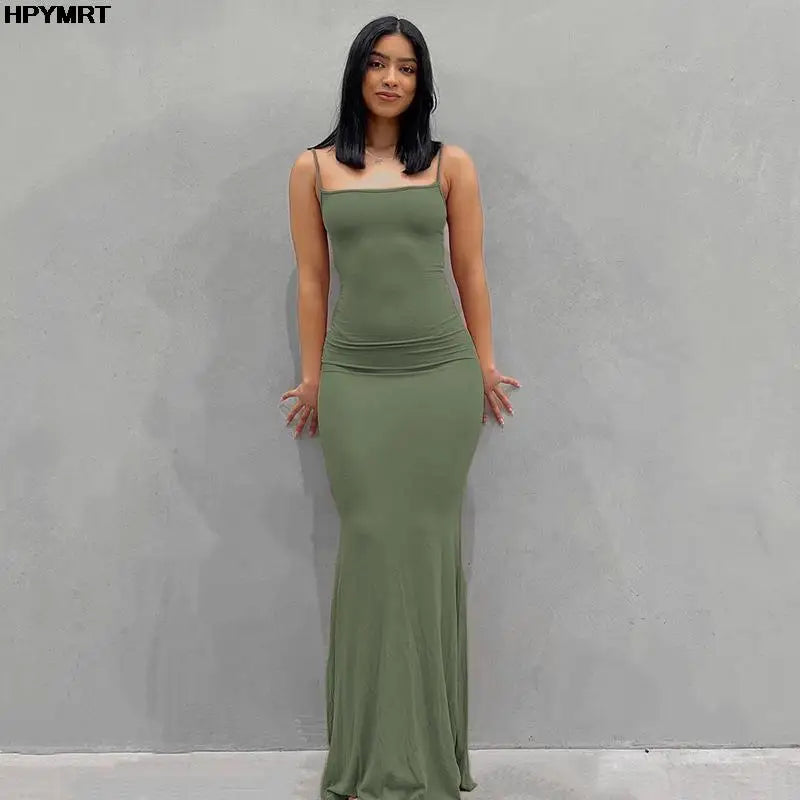 Vestido Largo Satinado Slip Espalda Descubierta