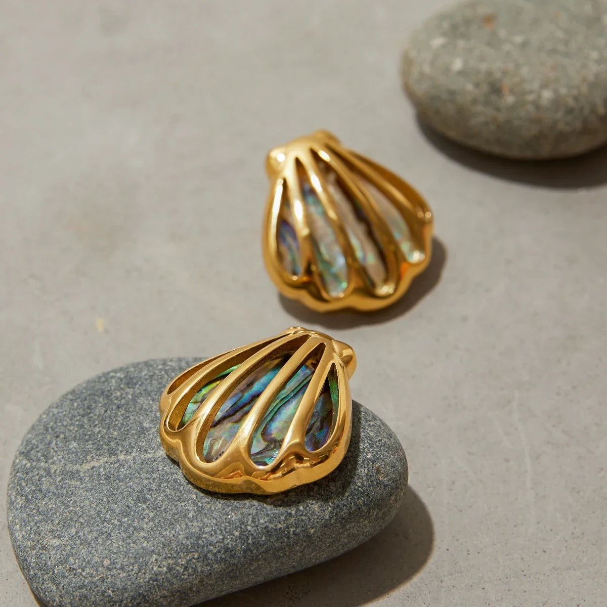 Aros con Concha Abulón Acero Inoxidable 18K
