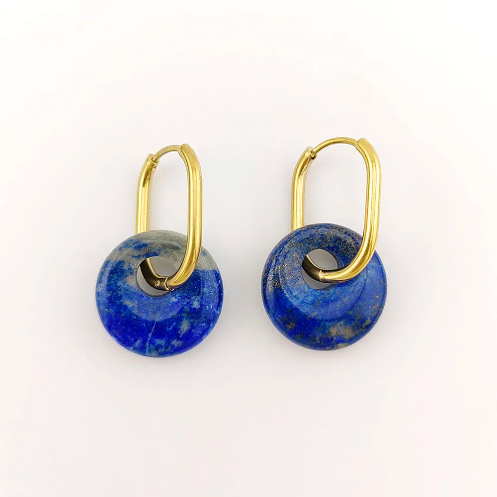 Aros Argolla con Piedra Natural de Acero Inoxidable
