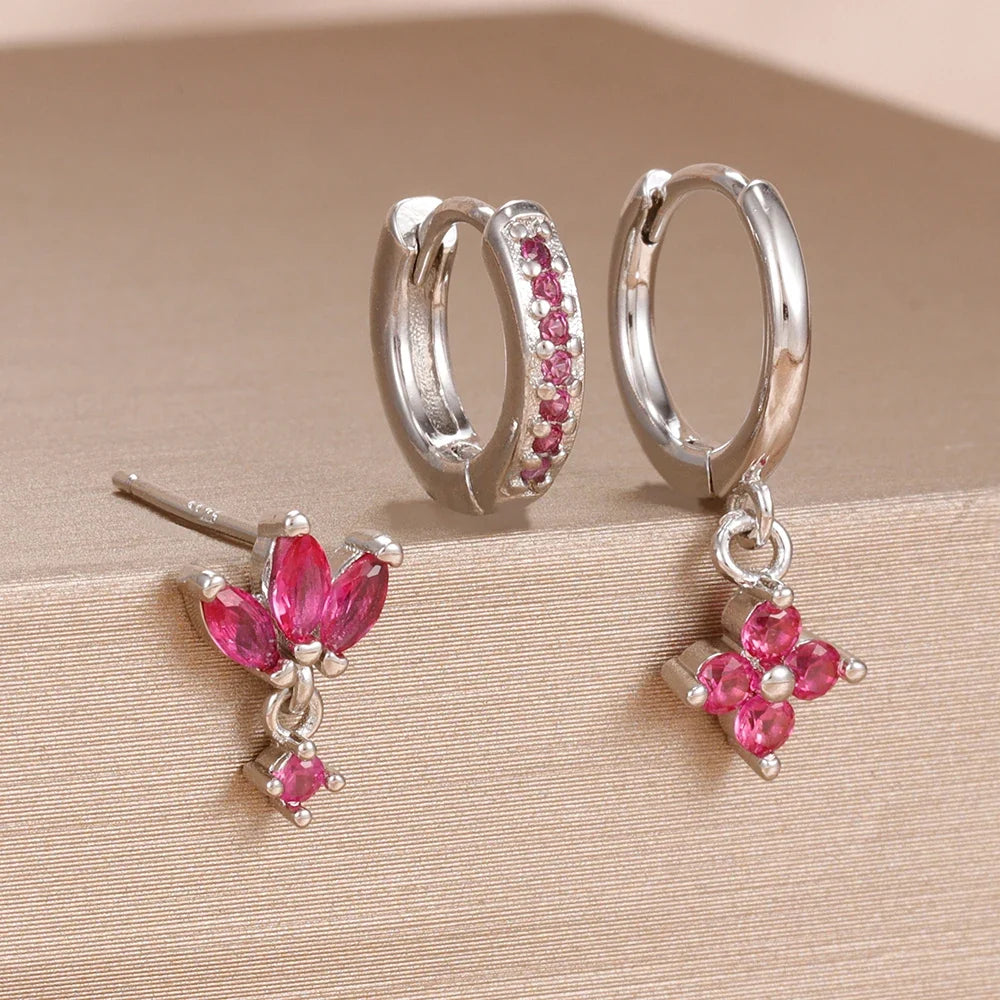Set 3 Pares de Aros Colgantes con Zirconia