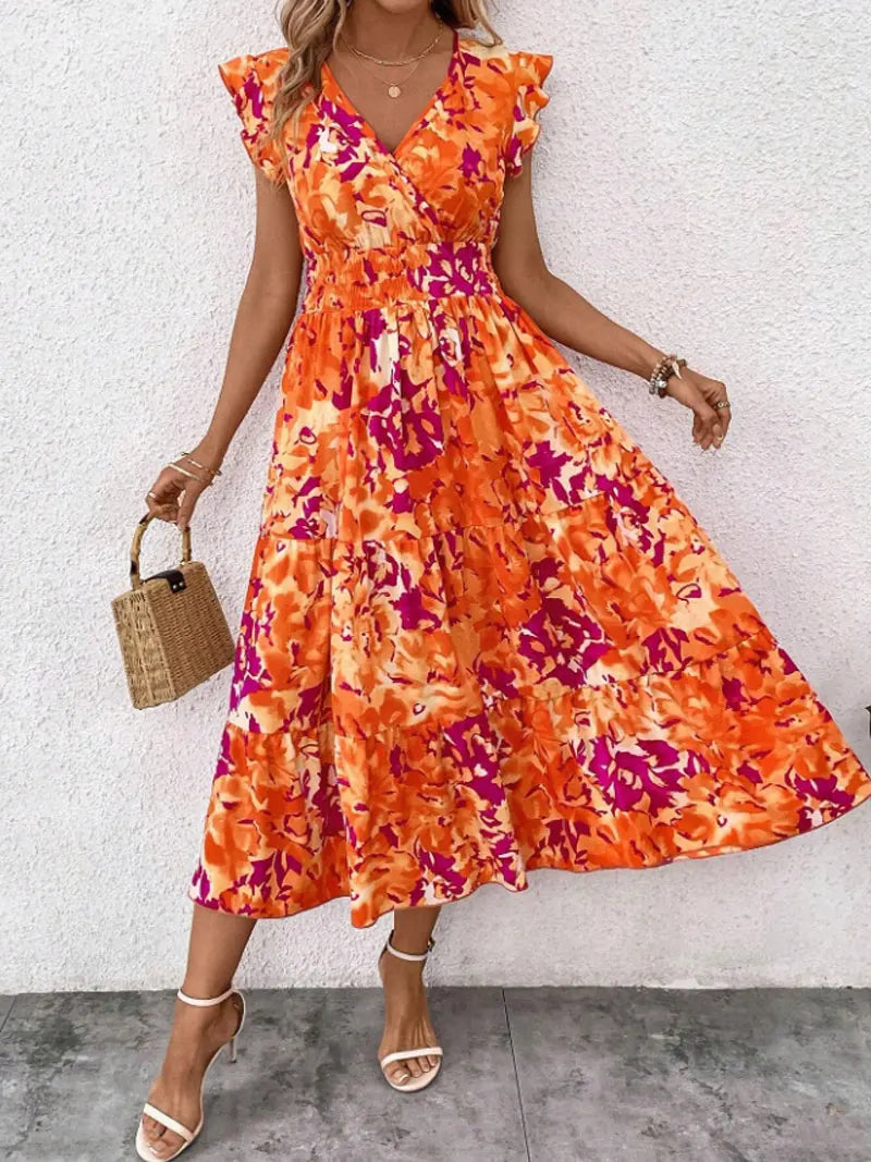 Mini Vestido Bohemio con Volados y Cintura Elástica