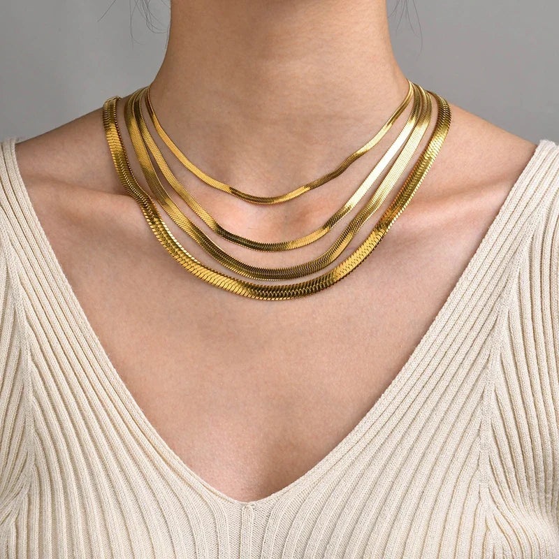 Choker Cadena Tipo Serpiente de Acero Inoxidable