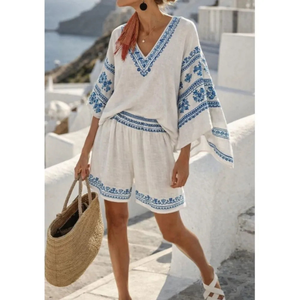 Conjunto Top Manga Murciélago Estampado y Short
