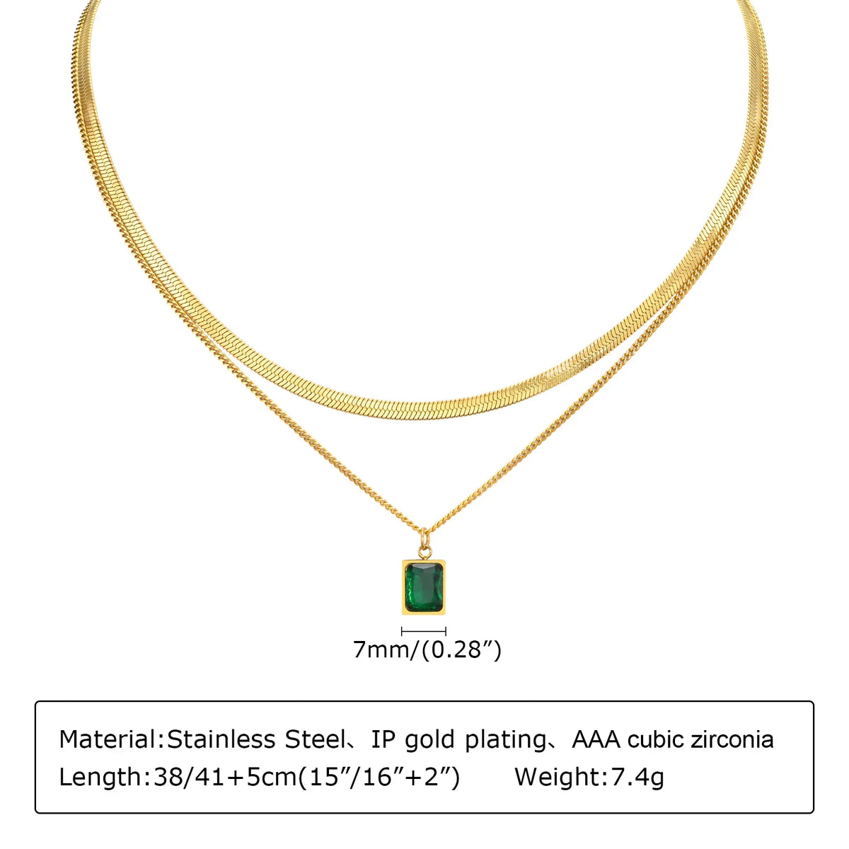 Collar Lariat Doble Capa con Baño Dorado