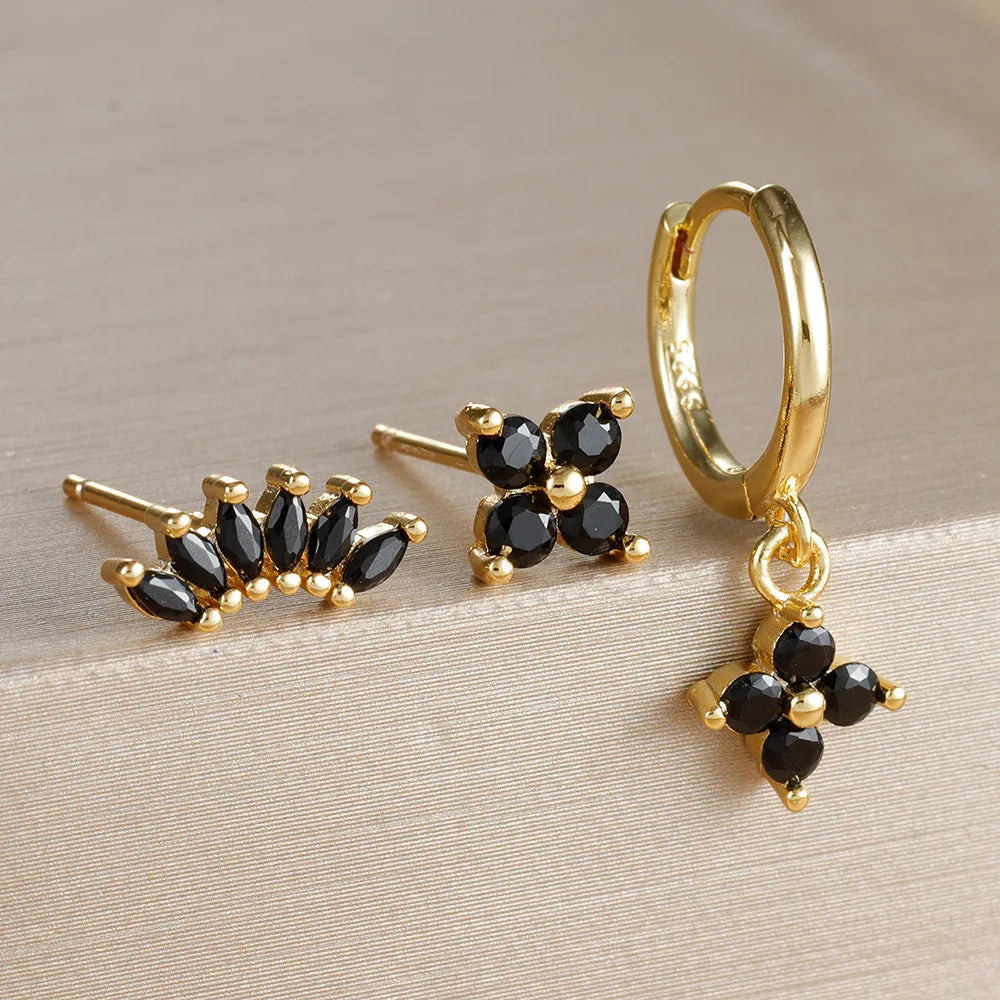 Set 3 Pares de Aros Colgantes con Zirconia