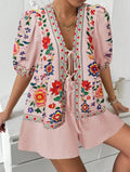 Conjunto Top Estampado con Cordones y Short