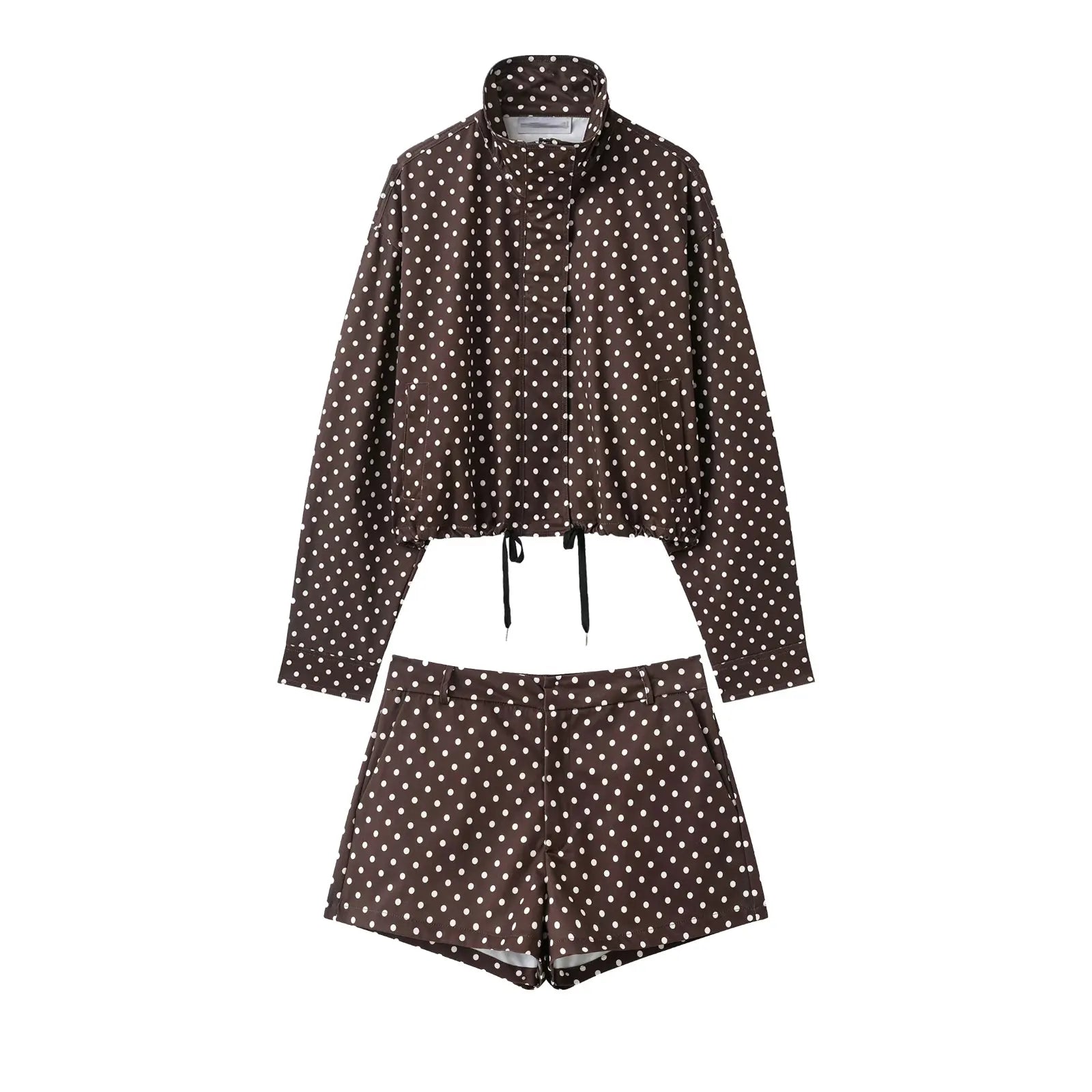 Conjunto Campera con Lunares y Short Cuello Alto