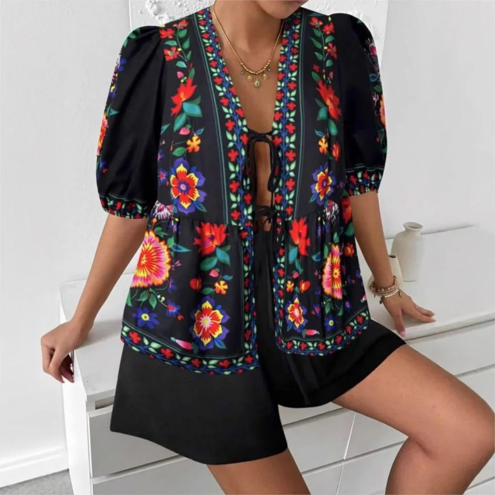 Conjunto Top Estampado con Cordones y Short