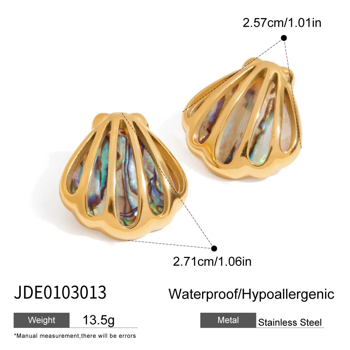 Aros con Concha Abulón Acero Inoxidable 18K