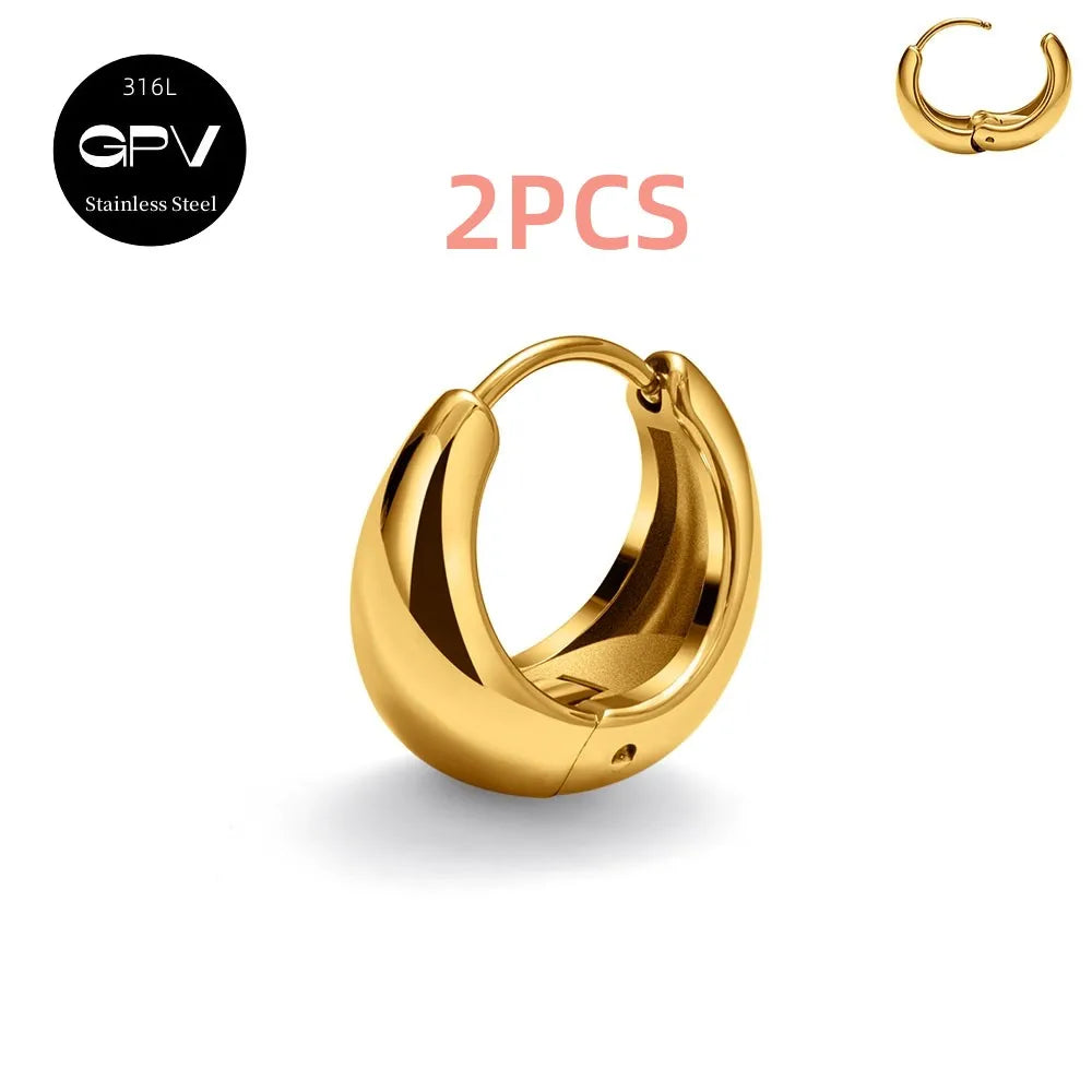 Set 2 Pares Aros Acero Quirúrgico 316L
