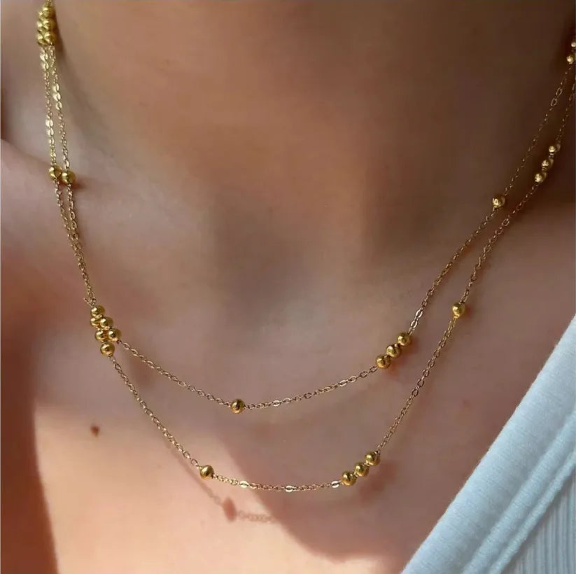 Choker Doble Capa con Zirconia de Acero Inoxidable
