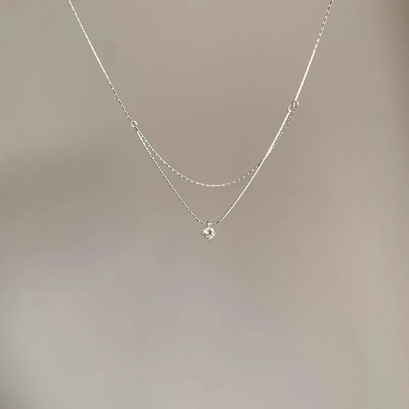 Collar Doble Capa de Plata 925 con Charm