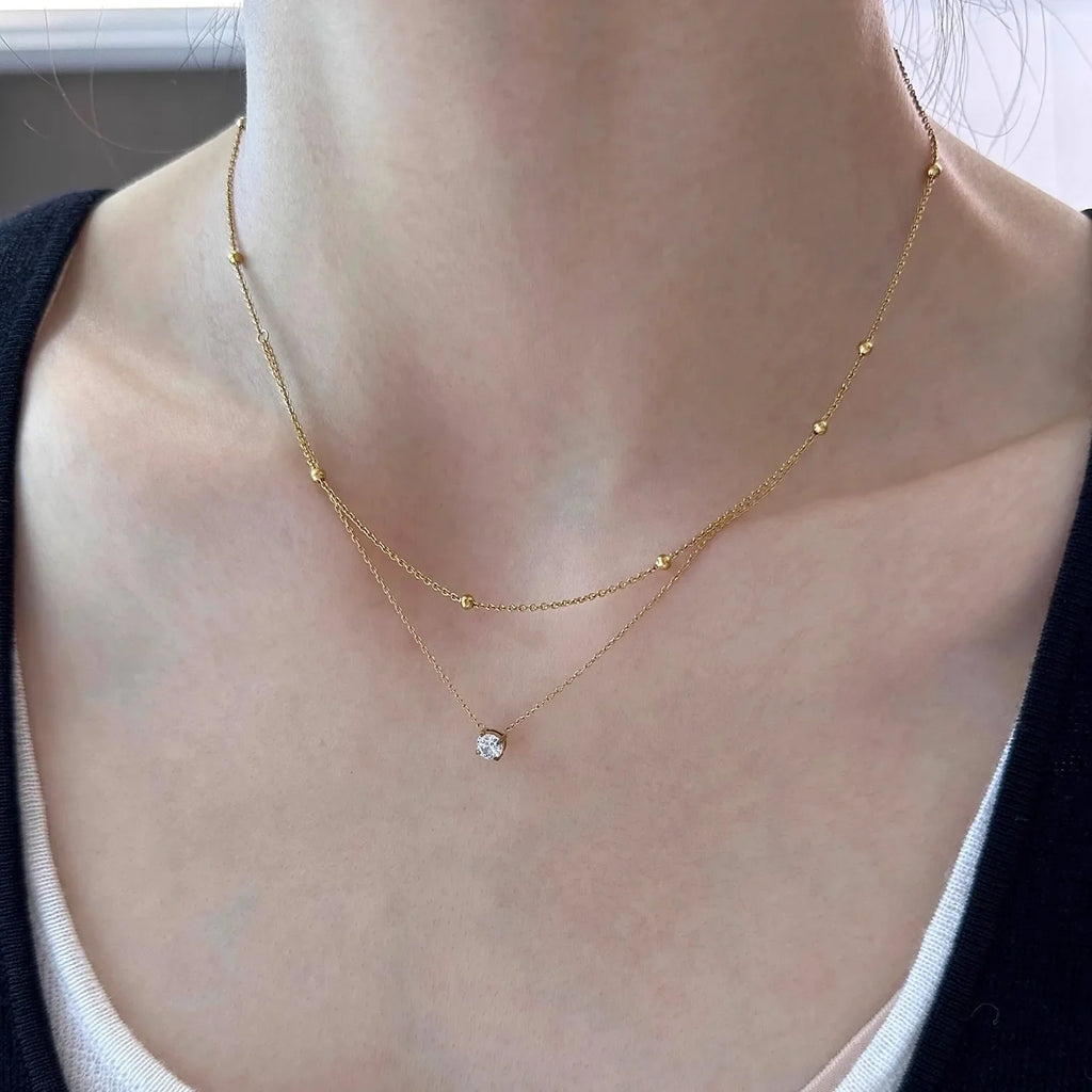 Choker Doble Capa con Zirconia de Acero Inoxidable
