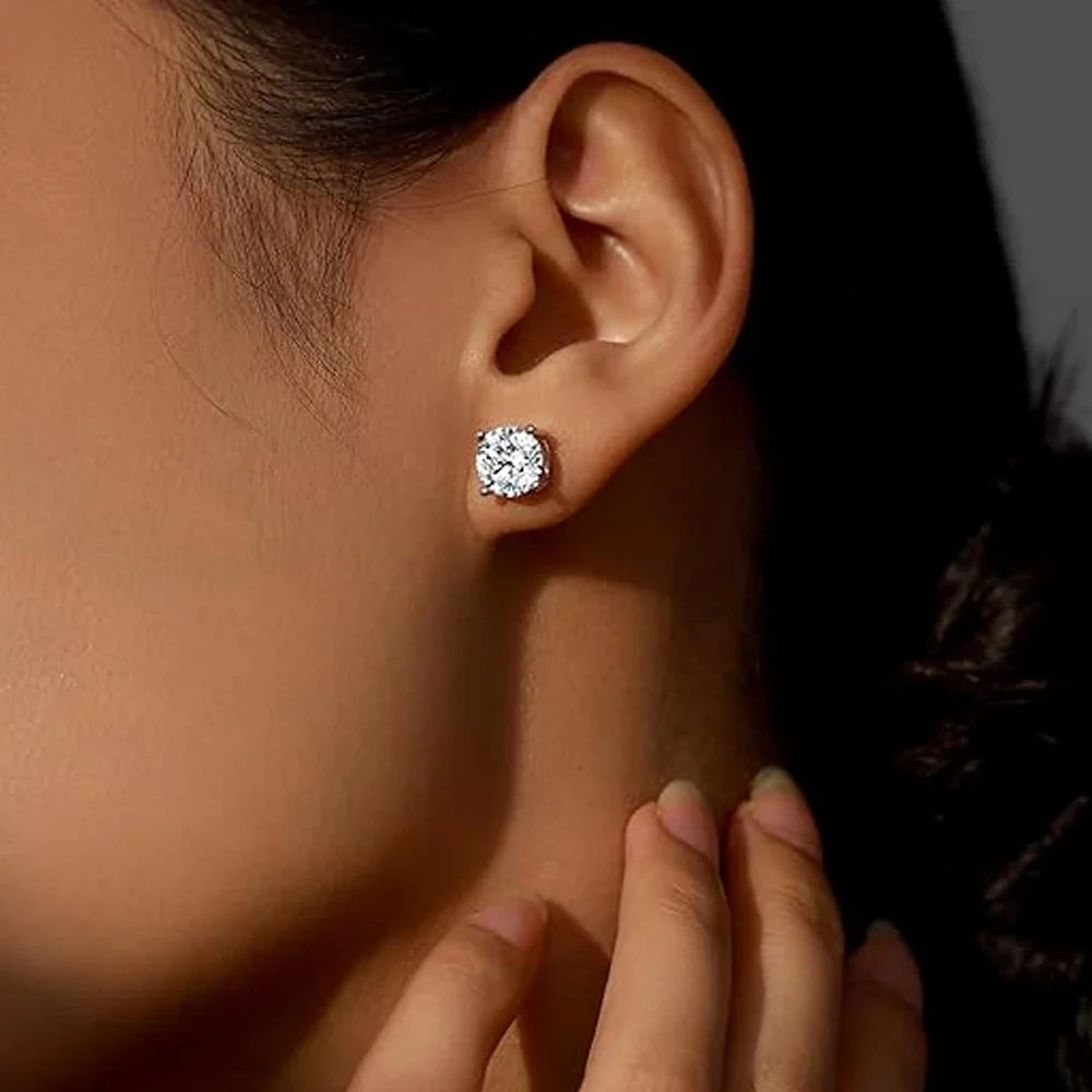 Aros Stud de Plata 925 con Moissanita 2.0ct