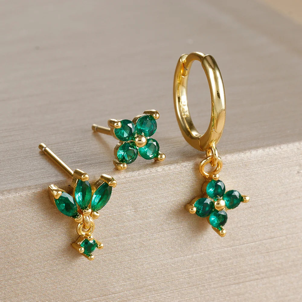 Set 3 Pares de Aros Colgantes con Zirconia