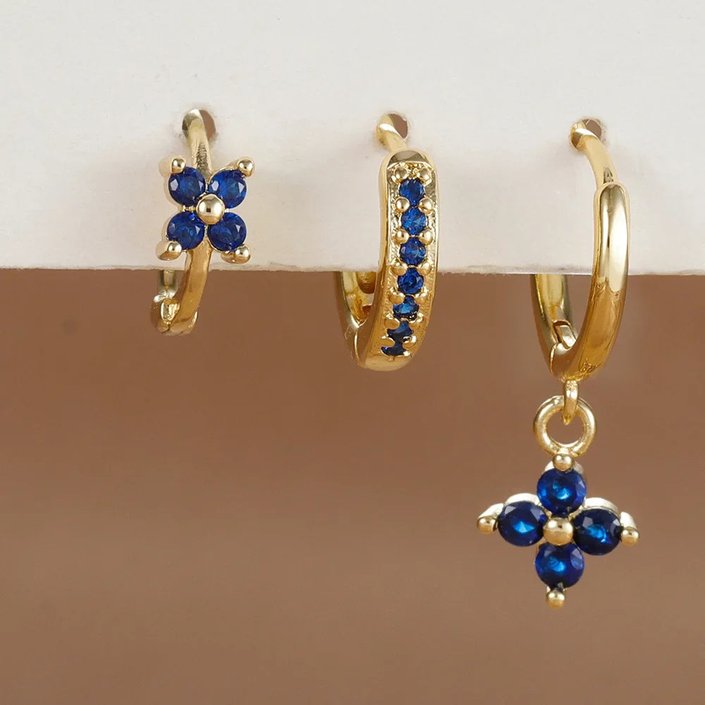 Set 3 Pares de Aros Colgantes con Zirconia