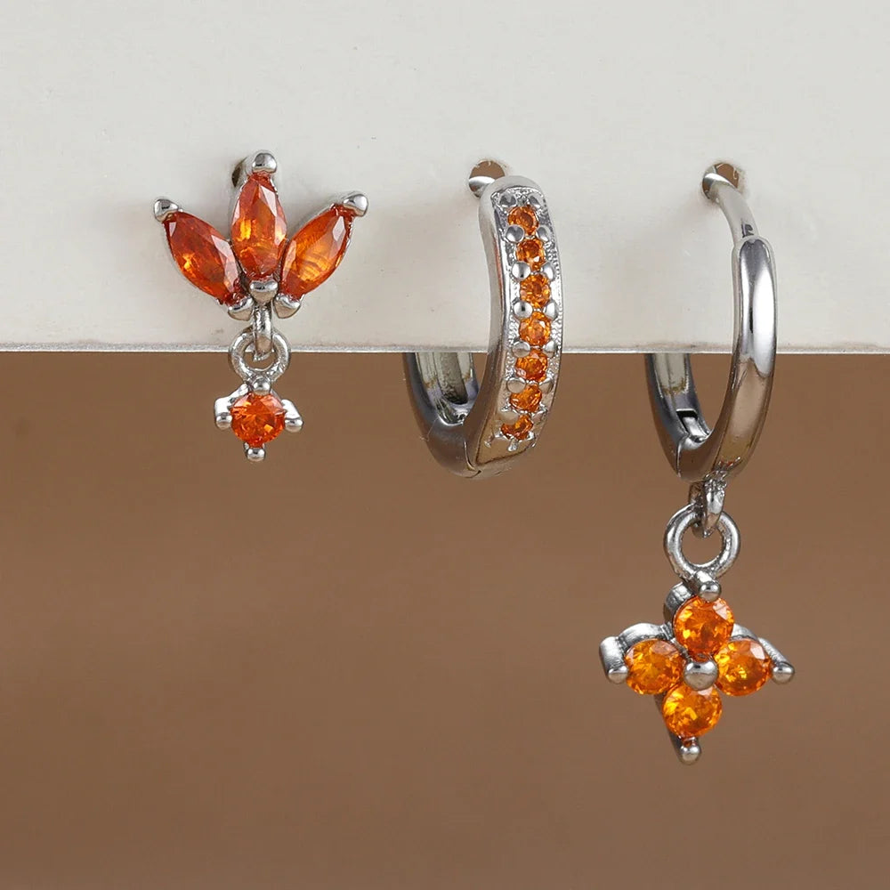Set 3 Pares de Aros Colgantes con Zirconia