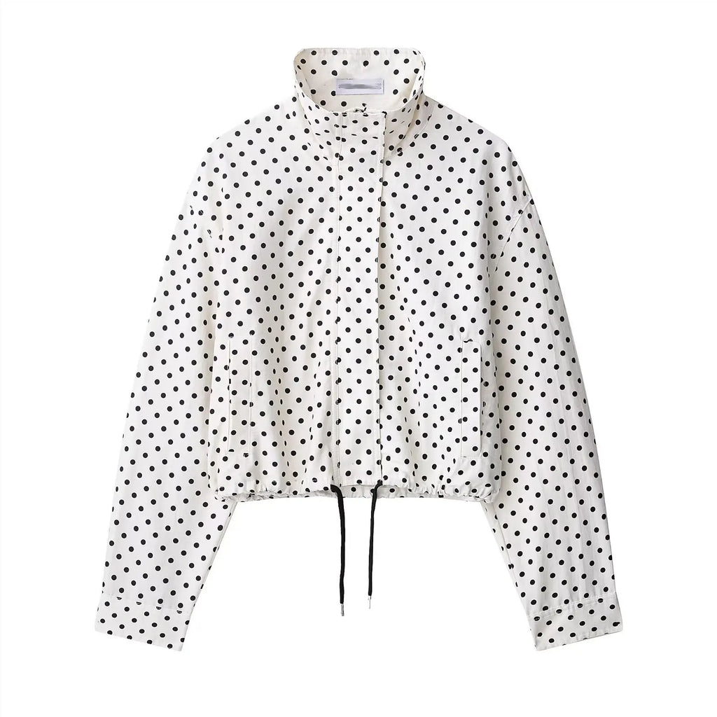 Conjunto Campera con Lunares y Short Cuello Alto