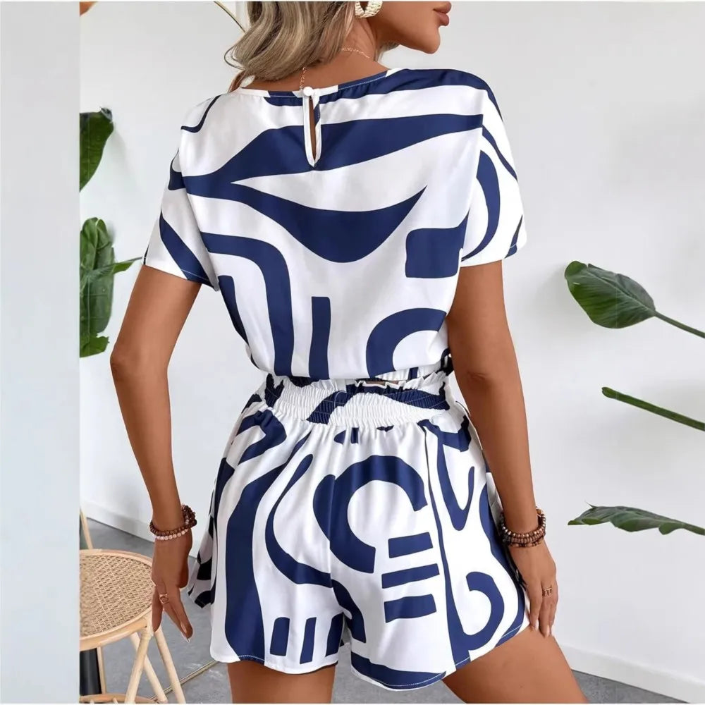 Conjunto Top Corto Estampado y Short