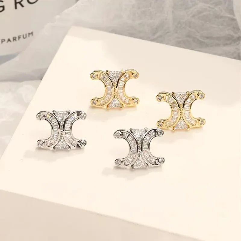 Aros Stud Baño 14K con Zirconia
