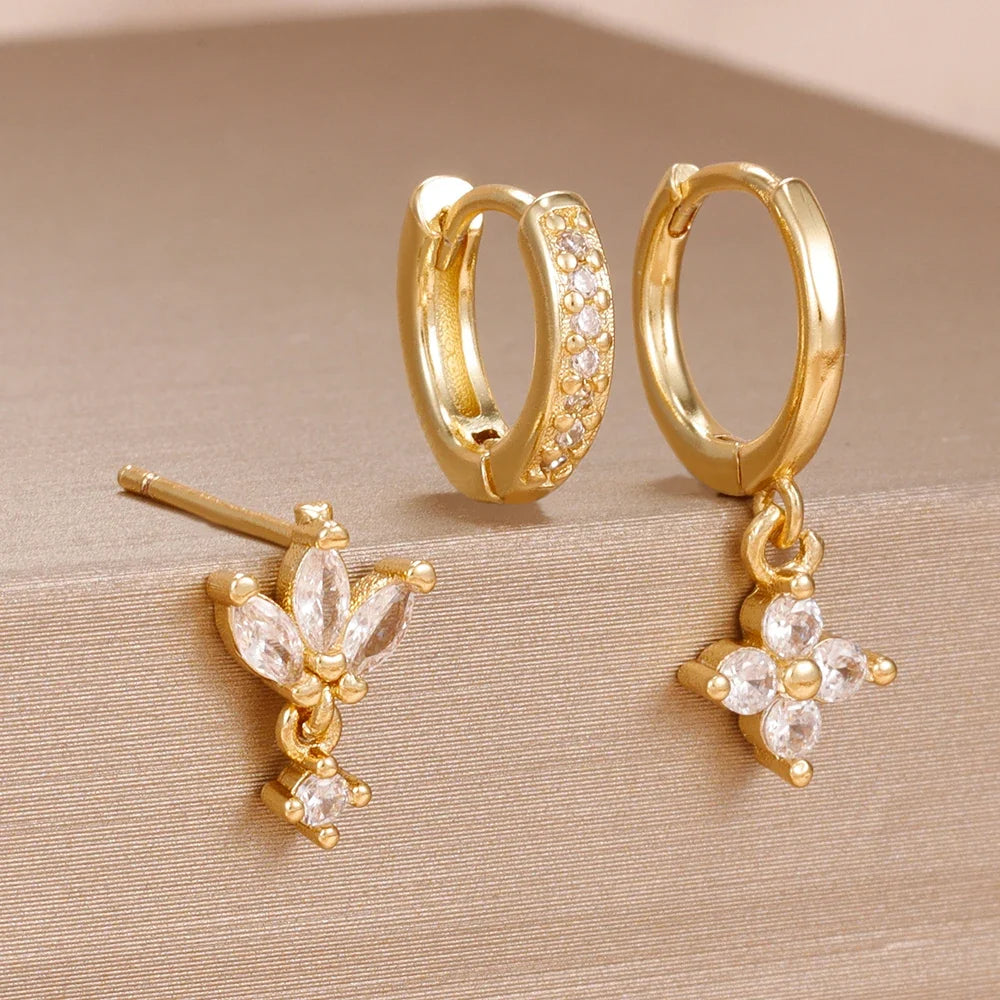 Set 3 Pares de Aros Colgantes con Zirconia