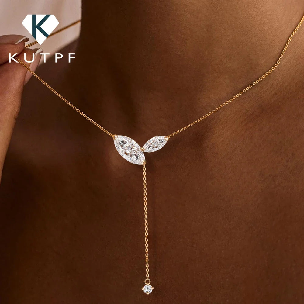 Collar Lariat Largo de Plata 925 con Moissanita Marquesa