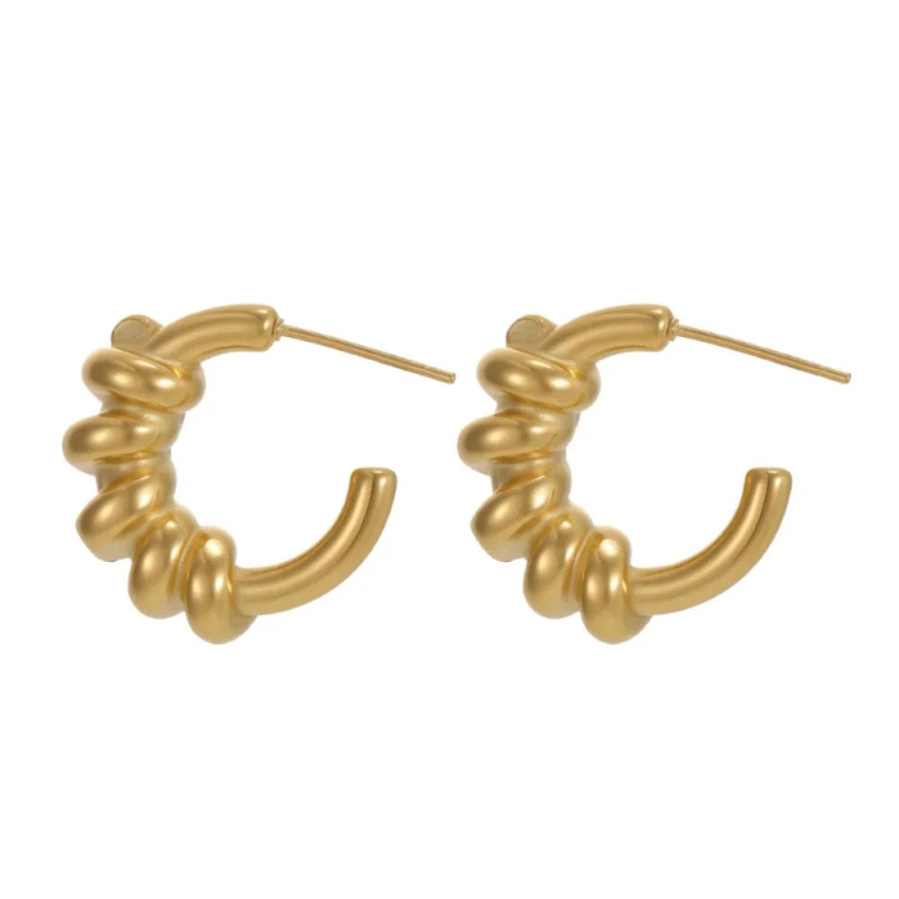Aros Tipo C Trenzados Acero Titanio 18K