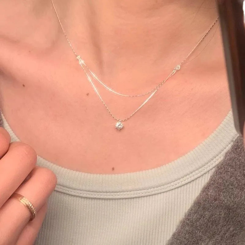 Collar Doble Capa de Plata 925 con Charm