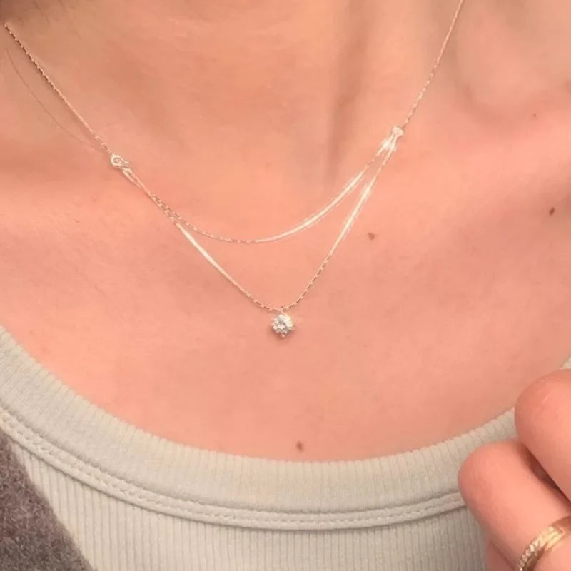 Collar Doble Capa de Plata 925 con Charm