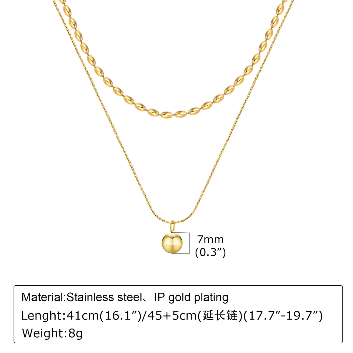 Collar Lariat Doble Capa con Baño Dorado